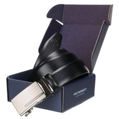 Pasek męski Peterson PTN 2771469 czarny. Czarne paski Peterson, bez wzorów, ze skóry, eleganckie. Za 79.99 zł.