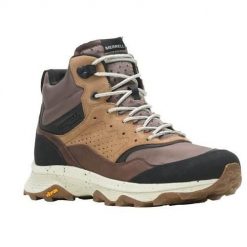 Buty trekkingowe męskie Merrell Speed Solo Mid Wp. Brązowe buty trekkingowe Merrell, bez wzorów, z materiału, za kostkę, bez zapięcia, trekkingowe. Za 634.00 zł.