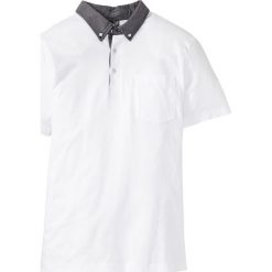 Shirt polo z kołnierzykiem z tkaniny Regular Fit bonprix biały. Białe koszulki polo marki bonprix, z tkaniny, polo. Za 49.99 zł.