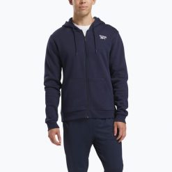 Bluza męska Reebok Identity SL Fleece FZ. Niebieskie bluzy Reebok, m, bez wzorów, bez kaptura. Za 159.99 zł.