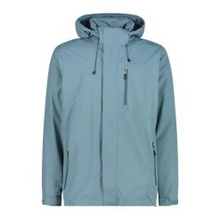 Kurtka z kapturem i zamkiem błyskawicznym z wentylacją CMP. Niebieskie kurtki przeciwdeszczowe CMP, bez wzorów, z kapturem. Za 312.50 zł.
