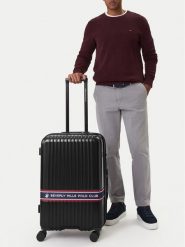 Beverly Hills Polo Club Walizka średnia CEO-BHPC-M-005-08-BLACK Czarny. Czarne walizki Beverly Hills Polo Club, bez wzorów, z tworzywa sztucznego, średnie. Za 359.99 zł.