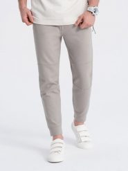 Męskie spodnie dresowe joggery na gumce z przeszyciami – popielate V1 OM-PASK-0142 - XXL. Szare joggery i bojówki Ombre Clothing, l, z aplikacjami, z dresówki, wizytowe. W wyprzedaży za 89.99 zł.