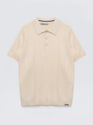 Sweter męski polo z krótkim rękawem perłowy Matison 103. Białe swetry nierozpinane BIG STAR, l, bez wzorów, z bawełny, bez kołnierzyka, bez ramiączek. Za 159.99 zł.