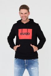 HUGO Czarna bluza z kapturem. Czarne bluzy Hugo, m, bez wzorów, z kapturem. W wyprzedaży za 280.02 zł.