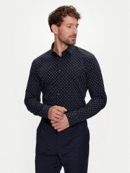 Calvin Klein Koszula K10K113168 Granatowy Slim Fit. Niebieskie koszule CALVIN KLEIN, m, bez wzorów, z bawełny, bez kołnierzyka, bez ramiączek. Za 189.99 zł.