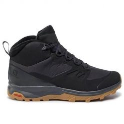 Buty turystyczne męskie Salomon Outsnap Cs Wp. Czarne buty trekkingowe Salomon, bez wzorów, z materiału, bez zapięcia, trekkingowe. Za 661.00 zł.