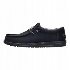 HeyDude Męskie Mokasyny Wally Perforated. Czarne mokasyny Hey dude, bez wzorów, z materiału, bez obcasa, bez zapięcia. Za 359.00 zł.
