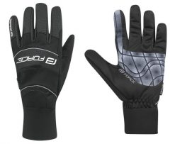 Rękawiczki rowerowe zimowe dla dorosłych Force Windster Spring. Czarne rękawiczki FORCE, na jesień, bez wzorów, z materiału. Za 109.99 zł.