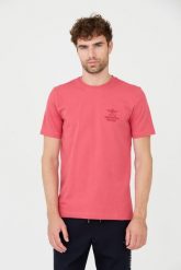 AERONAUTICA MILITARE Różowy t-shirt. Czerwone t-shirty Aeronautica Militare, m, bez wzorów, bez kołnierzyka, bez ramiączek. W wyprzedaży za 189.99 zł.
