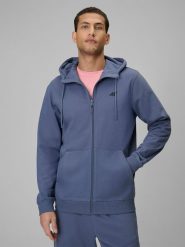 4F Bluza dresowa regular z kapturem męska - niebieska M. Niebieskie bluzy 4F, m, bez wzorów, z bawełny, z kapturem. Za 169.99 zł.