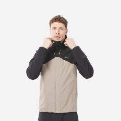 Second Life - Kurtka turystyczna męska Quechua MH150... - Stan Doskonały. Brązowe kurtki QUECHUA, l, bez wzorów, z materiału, z kapturem. Za 169.99 zł.