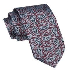 Elegancki Krawat Męski - Alties - Czerwień i Popiel, Paisley. Czerwone krawaty i muchy Alties, bez wzorów, z tkaniny. Za 49.00 zł.