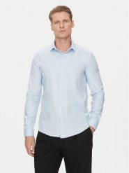 Calvin Klein Koszula K10K114316 Niebieski Slim Fit. Niebieskie koszule CALVIN KLEIN, m, bez wzorów, z bawełny, bez kołnierzyka, bez ramiączek. Za 219.99 zł.