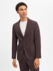 BOSS marynarka z modułowej kolekcji z domieszką lnu Mężczyźni Slim Fit len brązowy, 26. Brązowe garnitury Boss, m, bez wzorów, ze lnu. Za 1,299.95 zł.