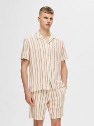 SELECTED HOMME Koszula w kolorze kremowo-beżowym rozmiar: L. Brązowe koszule Selected Homme, l, bez wzorów, z bawełny, bez kołnierzyka, bez ramiączek. Za 132.45 zł.