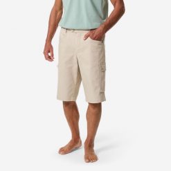 Szorty żeglarskie męskie Decathlon Sailing 100 cargo. Brązowe szorty TRIBORD, l, bez wzorów, z bawełny, sportowe. Za 119.99 zł.