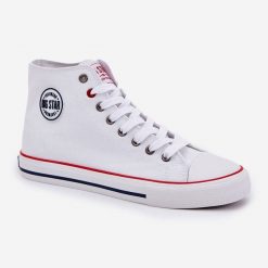 Materiałowe Trampki Męskie Big Star NN174305 HI-POLY System Białe. Białe trampki m, bez wzorów, bez zapięcia. Za 180.71 zł.