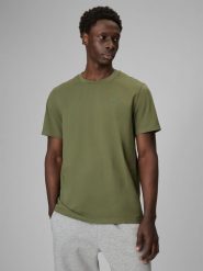 4F T-shirt regular gładki męski - oliwkowy XXL. Brązowe t-shirty 4F, m, bez wzorów, z materiału, bez kołnierzyka, bez ramiączek. Za 49.99 zł.