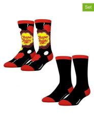 Disney Skarpety (2 pary) "Chupa-Chups" w kolorze czarno-czerwono-żółtym rozmiar: 39-42. Czarne skarpety Disney, bez wzorów, prążkowane. Za 34.99 zł.