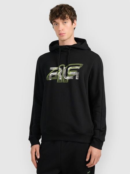 4F Bluza dresowa nierozpinana z kapturem męska 4F x Robert Lewandowski - czarna L. Czarne bluzy z kapturem 4F, l, bez wzorów, z dresówki, z kapturem. Za 199.99 zł.