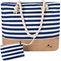 Torba Plażowa na Plażę Duża Torebka. Niebieskie torby na ramię Malatec, bez wzorów, z bawełny, na ramię, duże, bez dodatków. Za 29.90 zł.
