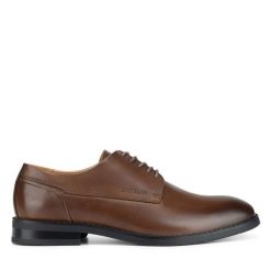 Półbuty Gino Rossi. Brązowe eleganckie półbuty Gino Rossi, bez wzorów, bez obcasa, bez zapięcia. Za 349.99 zł.