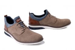 RIEKER 14450-64 beige, półbuty męskie. Brązowe eleganckie półbuty Rieker, bez wzorów, bez obcasa, bez zapięcia. Za 284.93 zł.