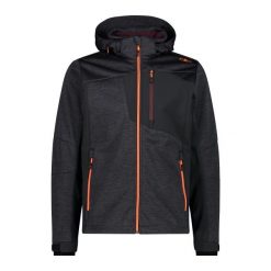 Kurtka z kapturem softshell w dzianinowy wzór CMP. Szare kurtki CMP, bez wzorów, z dzianiny, z kapturem. Za 506.50 zł.