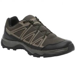 Buty trekkingowe męskie Salomon Barrakee. Brązowe trekkingi Salomon, bez wzorów, z materiału, bez zapięcia. Za 492.00 zł.