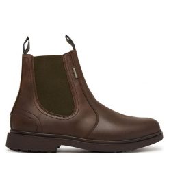 Sztyblety Barbour. Brązowe botki sznurowane Barbour, bez wzorów, bez obcasa, bez zapięcia. Za 834.99 zł.
