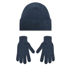 Zestaw Czapka i Rękawiczki Calvin Klein. Niebieskie czapki zimowe CALVIN KLEIN, bez wzorów. Za 349.99 zł.