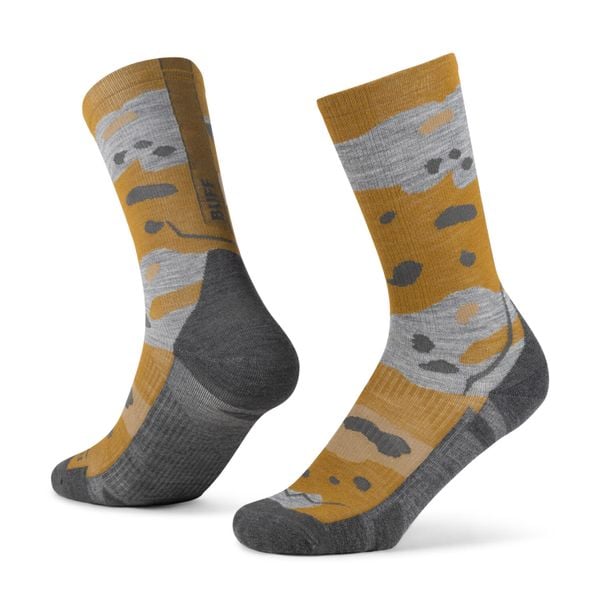 Skarpety turystyczne Buff Merino LIghtweight Crew Sock LWC2. Żółte skarpety Buff, bez wzorów, z elastanu. Za 119.99 zł.