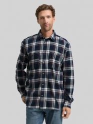 Męska Koszula Tom Tailor Comfort Checked Shirt Navy Multicolor Check 1047337 38516. Niebieskie koszule Tom Tailor, l, bez wzorów, bez kołnierzyka, bez ramiączek. Za 119.99 zł.