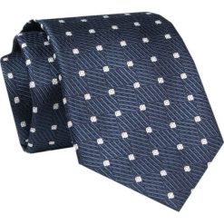 Męski Krawat - ALTIES - Klasyczny - Granat w Białe Grochy. Niebieskie krawaty i muchy Alties, bez wzorów, z tkaniny. Za 49.00 zł.