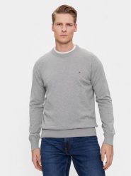Tommy Hilfiger Sweter MW0MW30955 Szary Regular Fit. Szare swetry rozpinane Tommy Hilfiger, m, bez wzorów, z bawełny, bez kołnierzyka, bez ramiączek. Za 259.99 zł.