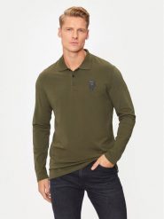 KARL LAGERFELD Polo 745025 544221 Zielony Regular Fit. Zielone koszulki polo KARL LAGERFELD, m, bez wzorów, z bawełny, bez kołnierzyka, bez ramiączek. Za 369.99 zł.