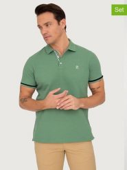 SIR RAYMOND TAILOR Koszulki polo (2 szt.) w kolorze zielonym i granatowym rozmiar: S. Niebieskie koszulki polo Sir Raymond Tailor, s, bez wzorów, z bawełny, bez kołnierzyka, bez ramiączek. Za 227.95 zł.