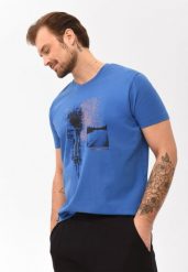 T-shirt bawełniany, Comfort Fit, T-ROADBIKE. Niebieskie t-shirty Volcano, m, bez wzorów, z bawełny, bez kołnierzyka, bez ramiączek. Za 69.99 zł.