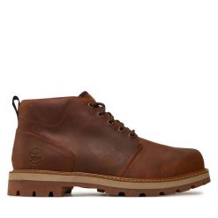 Trzewiki Timberland. Brązowe botki sznurowane Timberland, bez wzorów, bez obcasa, bez zapięcia. Za 799.99 zł.