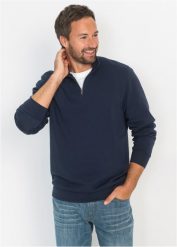 Bluza ze stójką. Niebieskie bluzy bonprix, l, bez wzorów, bez kaptura. Za 79.99 zł.