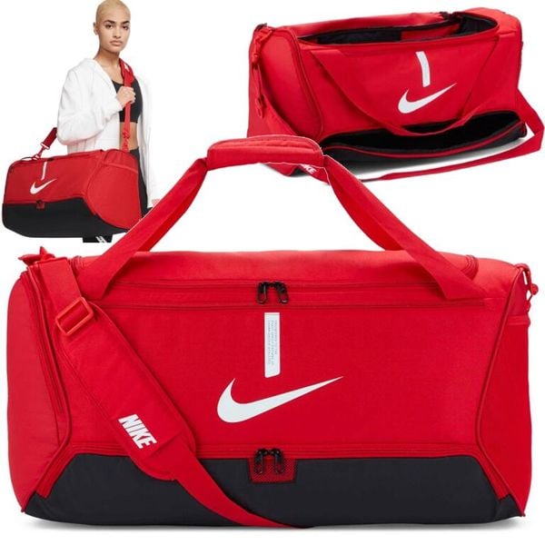Torba sportowa Nike Academy Team treningowa na ramię ze wzmacnianym dnem 60L. Czarne torby na ramię Nike, bez wzorów, na ramię, bez dodatków. Za 115.99 zł.