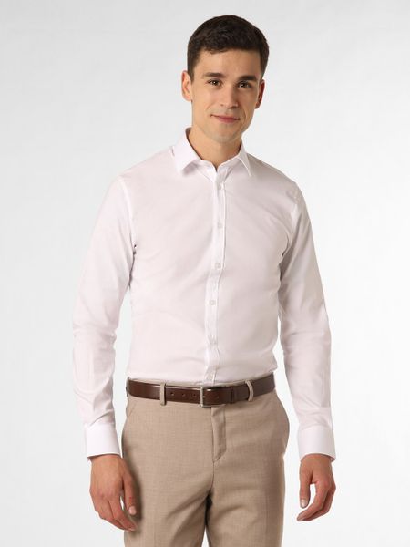 Finshley & Harding Koszula Mężczyźni Super Slim Fit Bawełna biały kołnierzyk kent, 42. Białe koszule Finshley & Harding, m, bez wzorów, z bawełny, bez kołnierzyka, bez ramiączek. Za 249.95 zł.
