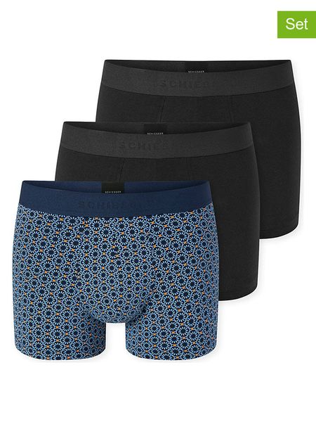 Schiesser Bokserki (3 pary) w kolorze granatowo-czarnym rozmiar: XXL. Czarne bokserki Schiesser, xxl, bez wzorów. Za 99.95 zł.