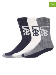 LEE Underwear Skarpety sportowe (3 pary) "Moar" w kolorze kremowo-szaro-granatowym rozmiar: 43-46. Brązowe skarpetki sportowe LEE Underwear, bez wzorów. Za 48.16 zł.