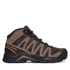 Trekkingi Salomon. Szare trekkingi Salomon, bez wzorów, z gore-texu, bez zapięcia. Za 609.99 zł.
