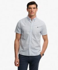 Superdry Classic Seersucker koszula krótki rękaw – 100% bawełna organiczna. Białe koszule Superdry, na lato, s, bez wzorów, z bawełny, bez kołnierzyka, bez ramiączek. Za 301.95 zł.