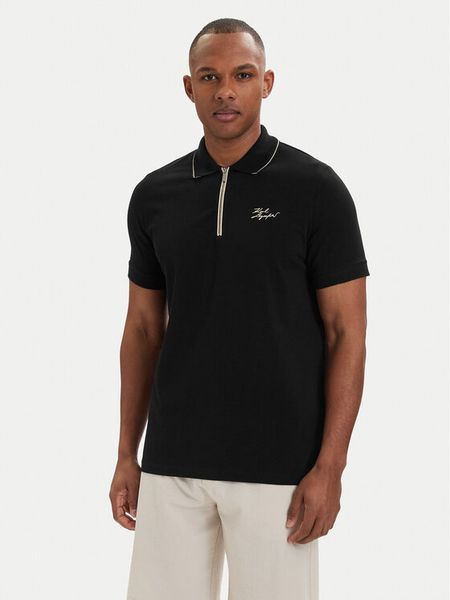 KARL LAGERFELD Polo 745021 562221 Czarny Regular Fit. Czarne koszulki polo KARL LAGERFELD, m, bez wzorów, z bawełny, bez kołnierzyka, bez ramiączek. Za 370.99 zł.