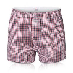 Męskie Bokserki Bawełniane - Pako Jeans - Drobna Kratka, Czerwień. Czerwone bokserki Pako Jeans, l, bez wzorów, z bawełny. Za 33.00 zł.