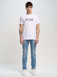 Koszulka męska o klasycznym kroju biała Bruno 101. Białe t-shirty BIG STAR, l, bez wzorów, z bawełny, bez kołnierzyka, bez ramiączek. Za 99.99 zł.